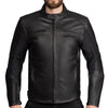 BLOUSON DE MOTO EN CUIR COURSE STORM, Protections certifiées CE sur les coudes, les épaules et le dos, fermetures à glissière YKK, Doublure intérieure amovible en polyester matelassée amovible, une poche intérieure