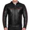 BLOUSON DE MOTO EN CUIR NOIR CHAMPS-ÉLYSÉES