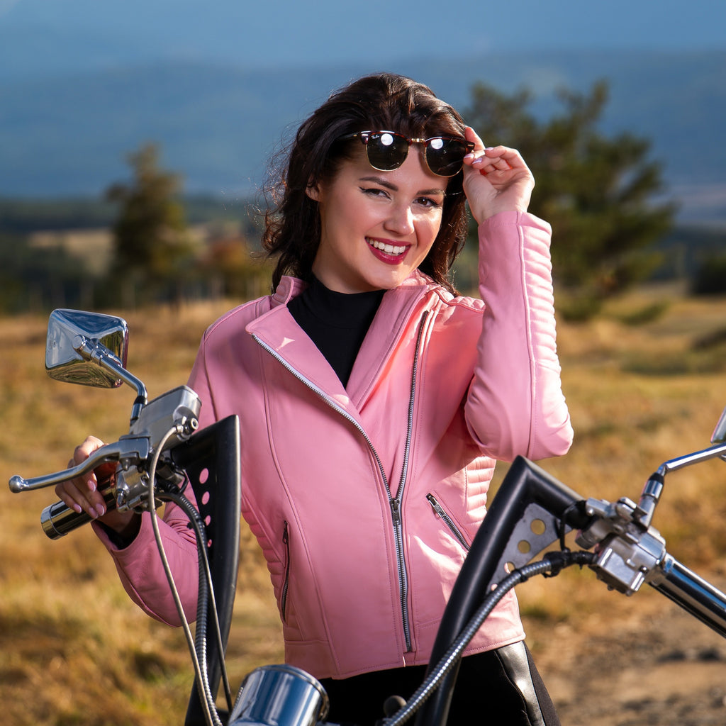 BLOUSON DE MOTO EN CUIR ROSETTA POUR FEMME