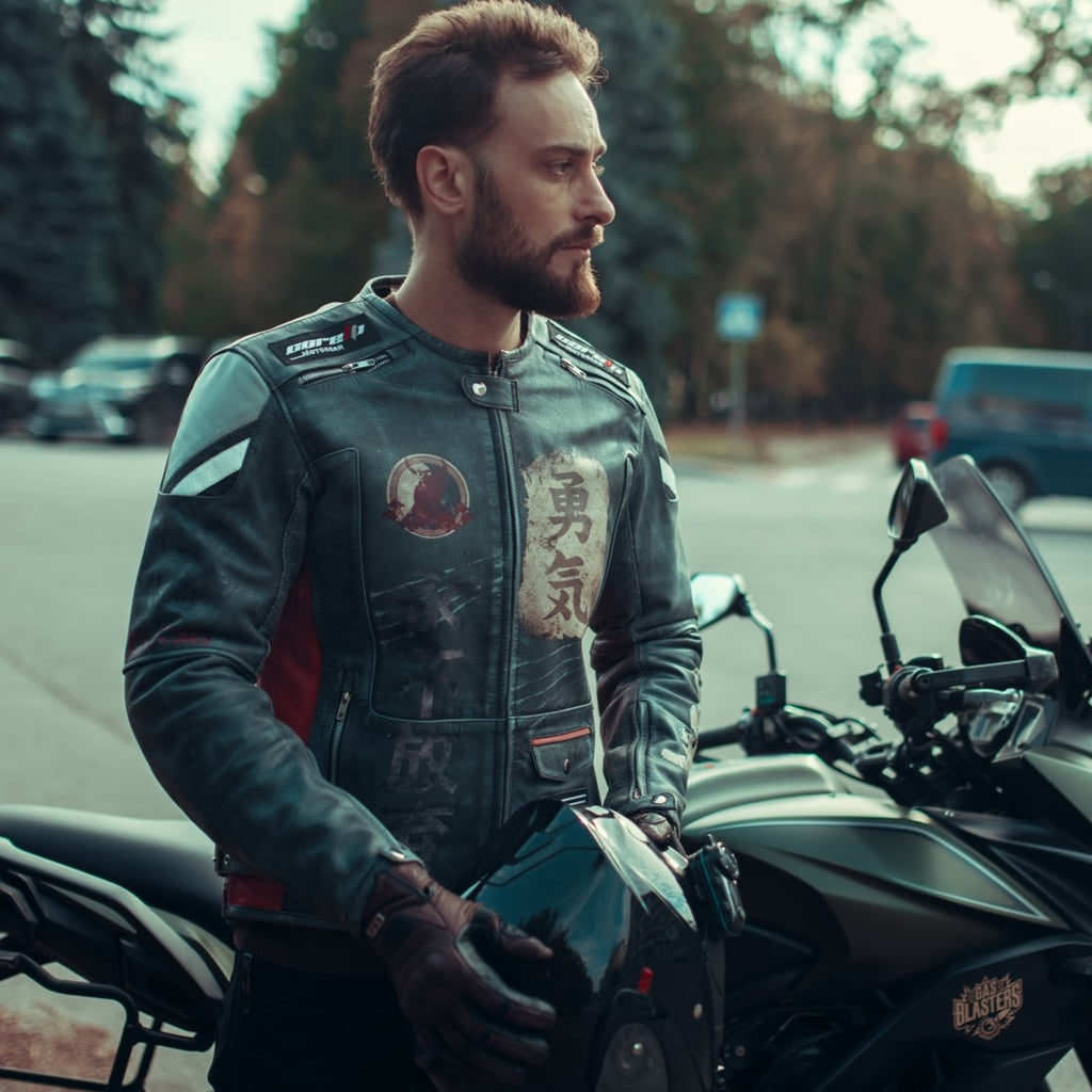 BLOUSON DE MOTO EN CUIR DRAGON VINTAGE