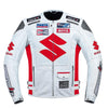 BLOUSON DE RACING DE MOTO EN CUIR SUZUKI ROUGE, Protecteurs certifiés CE, Fermetures à glissière YKK