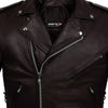 BLOUSON DE MOTO EN CUIR CUSTOM ORIGINAL TERMINATOR, Fermetures à glissière YKK, deux poches zippées, fermeture à glissière de 8" pour fixation au pantalon, bretelles ajustables, Protecteurs amovibles certifiés CE