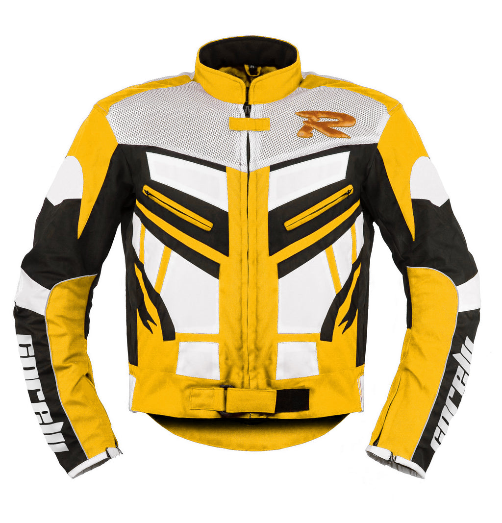 VESTE EN TEXTILE DE COURSE DE MOTO JAUNE OLYMP