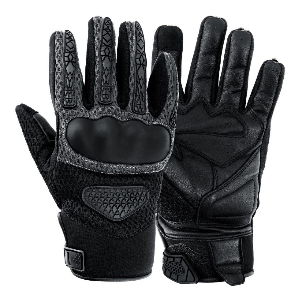 GANTS DE MOTO EN CUIR ARGON NOIR ET GRIS