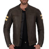VESTE EN CUIR DE MOTO MARRON SOHO RÉTRO