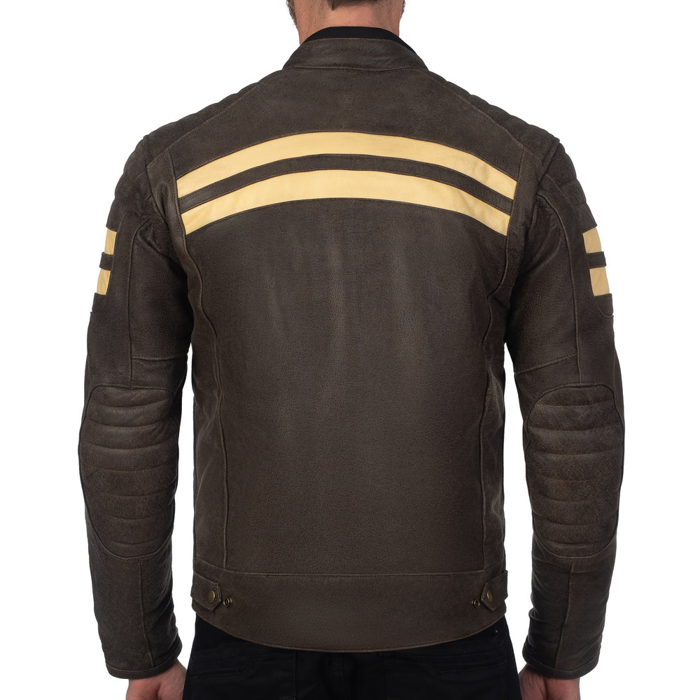 VESTE EN CUIR DE MOTO MARRON SOHO RÉTRO