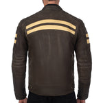 VESTE EN CUIR DE MOTO MARRON SOHO RÉTRO