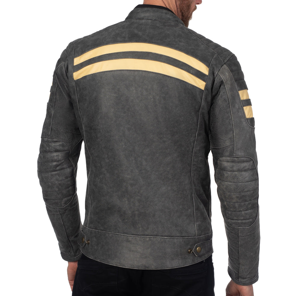 
                  
                    Charger l&amp;#39;image dans la galerie, VESTE EN CUIR DE MOTO GRISE SOHO RÉTRO
                  
                