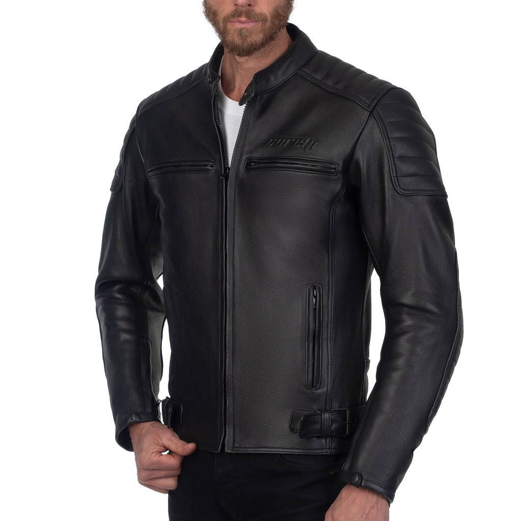 VESTE EN CUIR DE MOTO NOIRE CHALLENGER