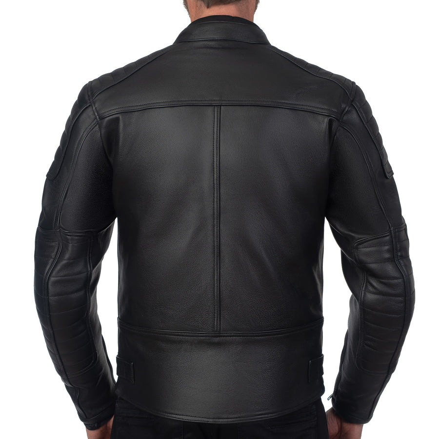 VESTE EN CUIR DE MOTO NOIRE CHALLENGER