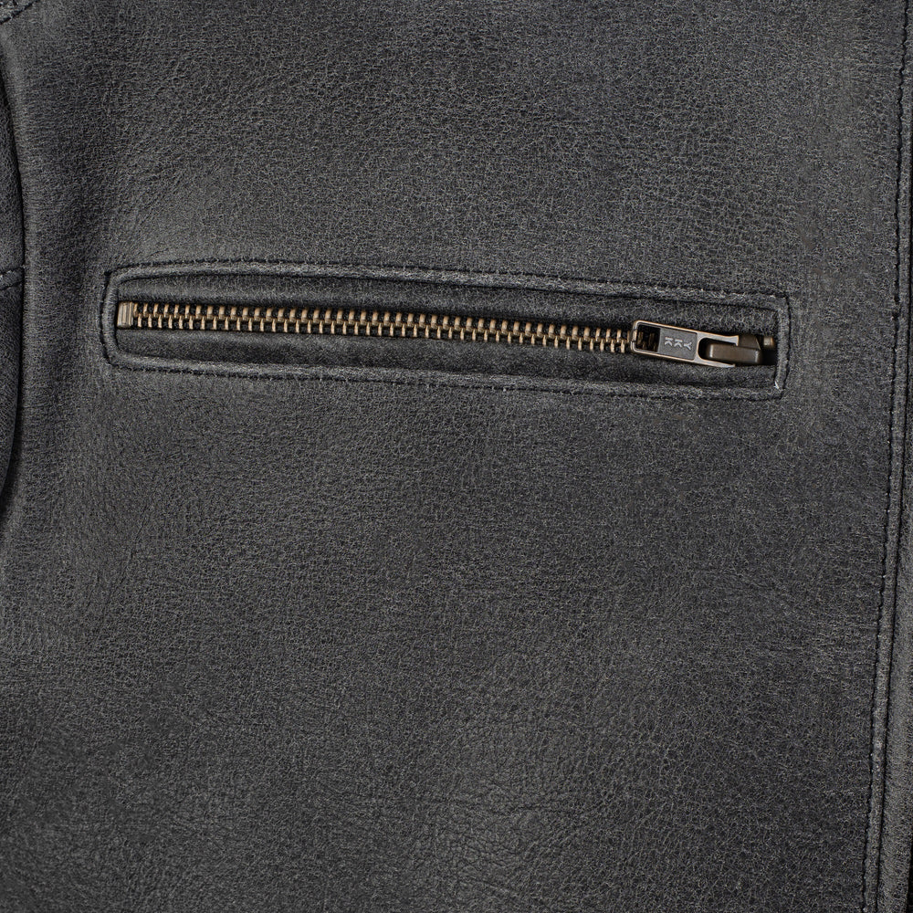 
                  
                    Charger l&amp;#39;image dans la galerie, VESTE EN CUIR DE MOTO GRISE SOHO RÉTRO
                  
                