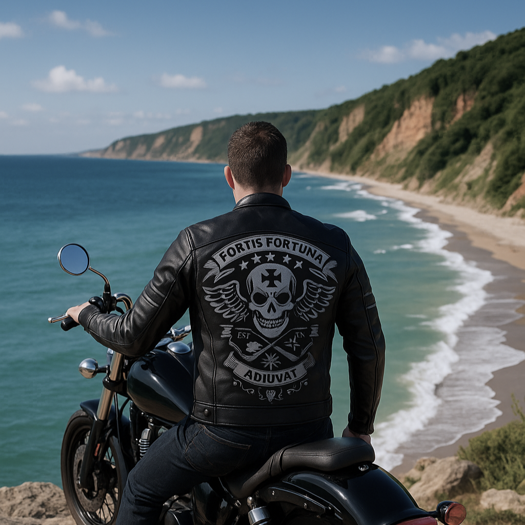 BLOUSON DE MOTO EN CUIR NOIR FORTUNA