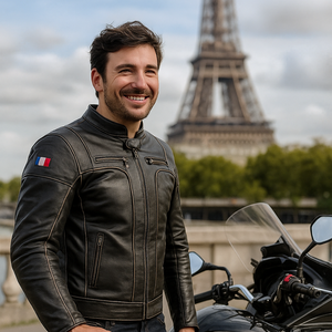 
                  
                    Charger l&amp;#39;image dans la galerie, BLOUSON DE MOTO EN CUIR VIVE LA FRANCE RÉTRO
                  
                