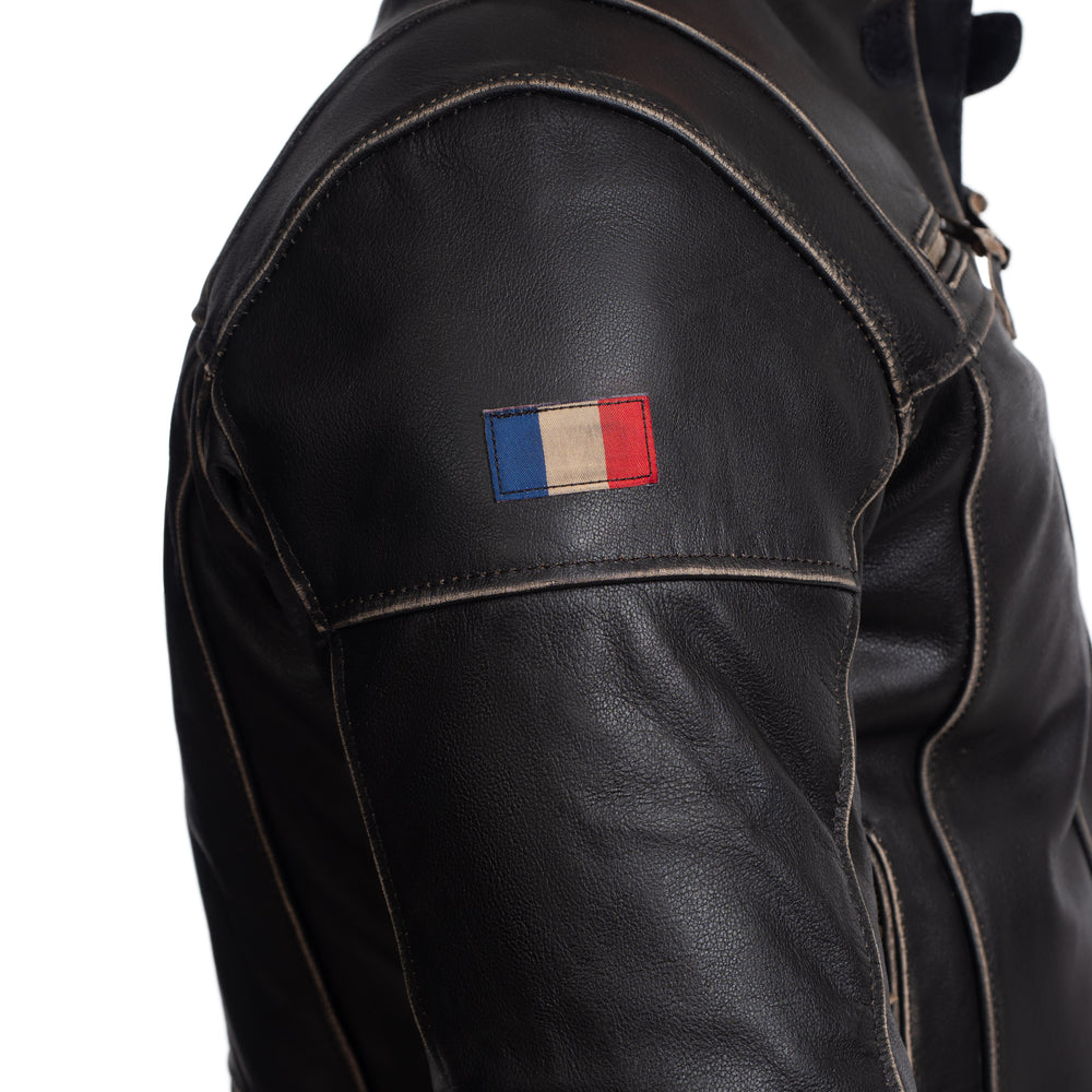 
                  
                    Charger l&amp;#39;image dans la galerie, BLOUSON DE MOTO EN CUIR VIVE LA FRANCE RÉTRO
                  
                