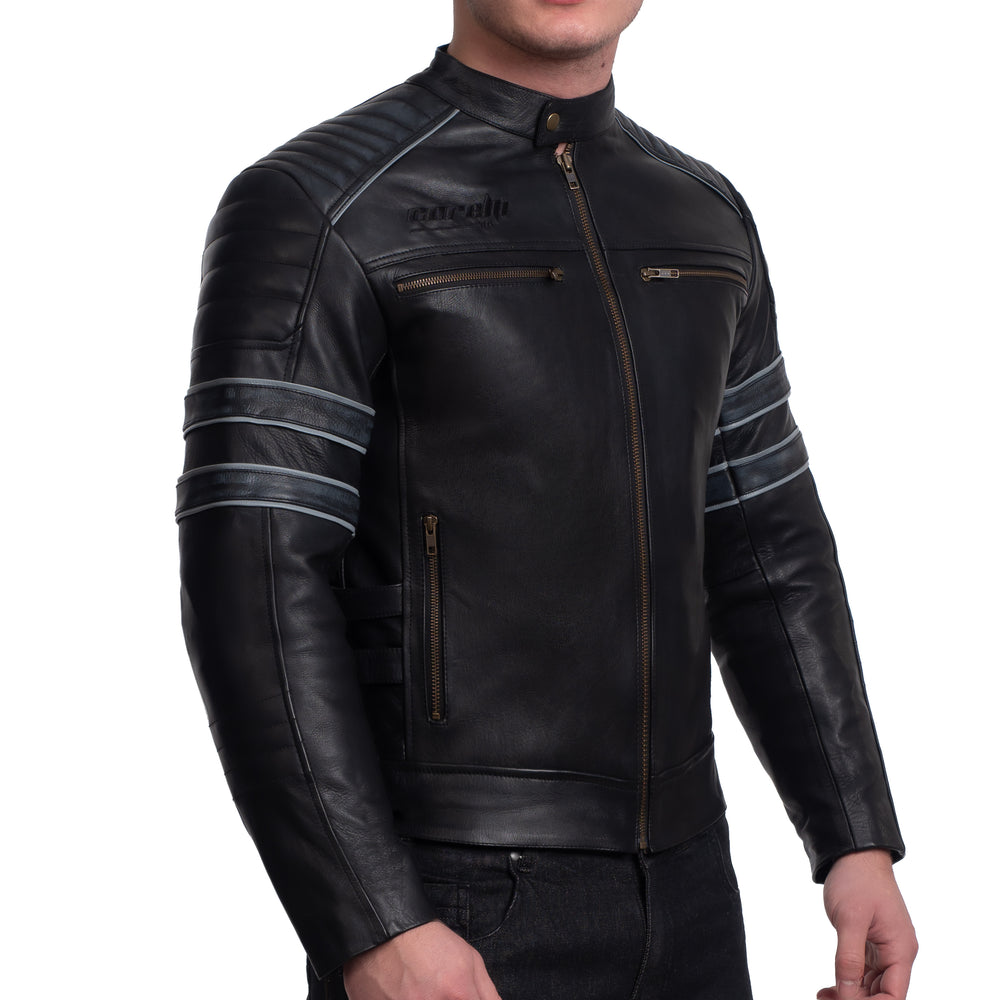 
                  
                    Charger l&amp;#39;image dans la galerie, BLOUSON DE MOTO EN CUIR NOIR FORTUNA
                  
                