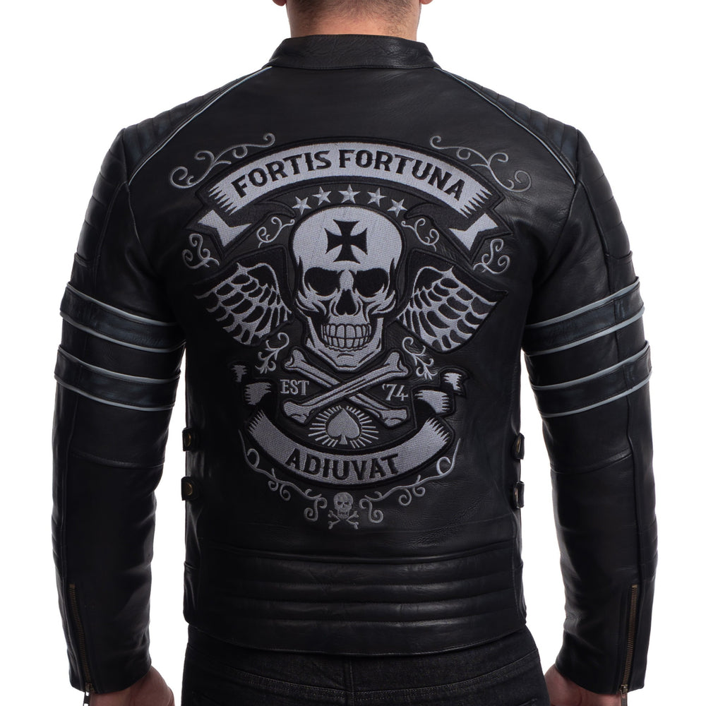 
                  
                    Charger l&amp;#39;image dans la galerie, BLOUSON DE MOTO EN CUIR NOIR FORTUNA
                  
                