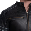 BLOUSON DE MOTO EN CUIR NOIR FORTUNA