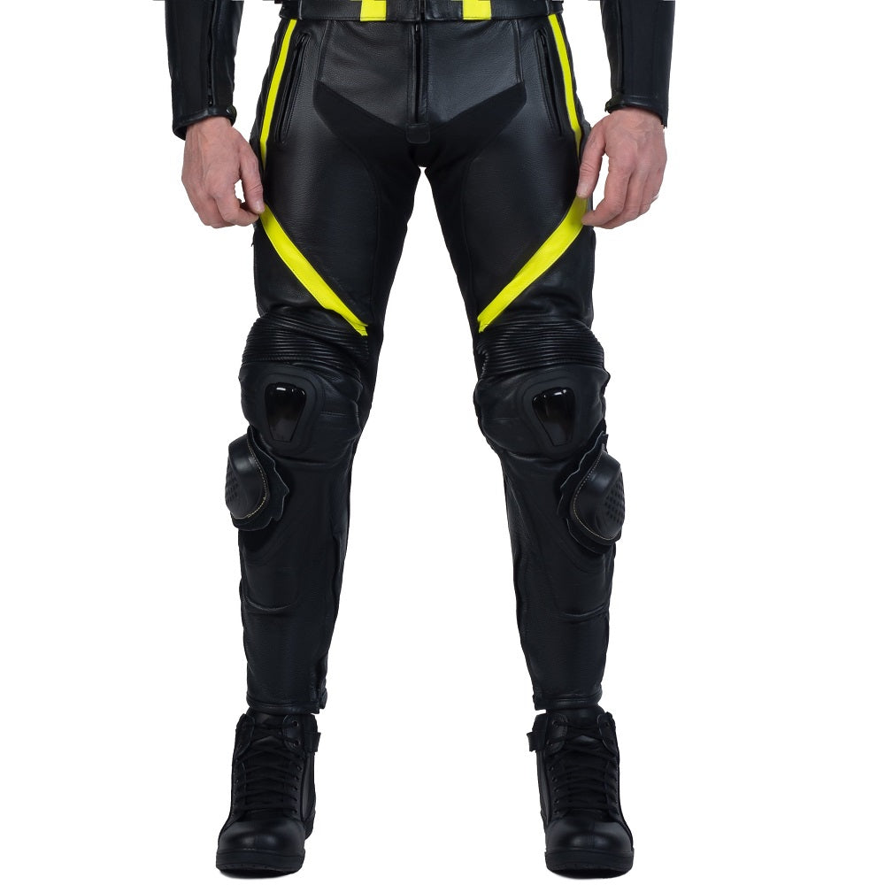 PANTALON DE MOTO EN CUIR NOIR SCORPIO RÉFLÉCHISSANT