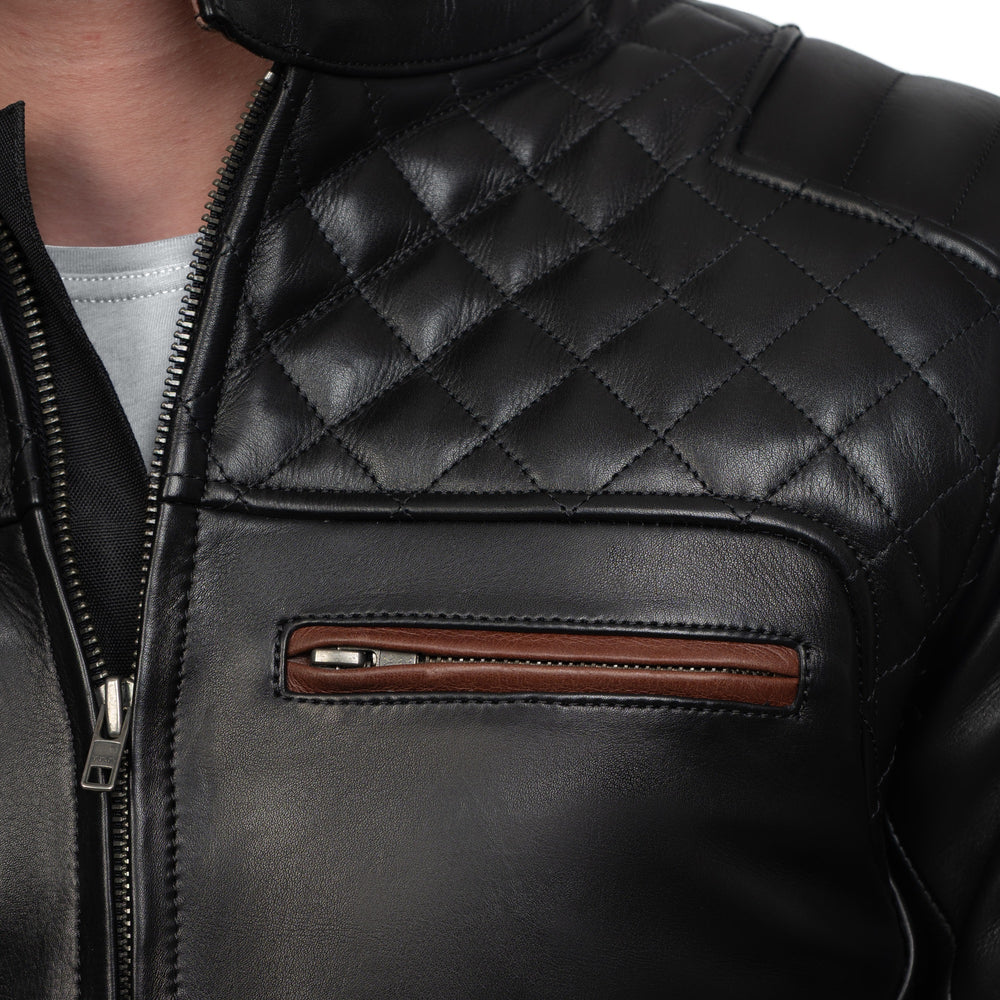 
                  
                    Charger l&amp;#39;image dans la galerie, BLOUSON DE CUIR MOTO NOIR HUDSON
                  
                