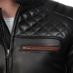 
                  
                    Charger l&amp;#39;image dans la galerie, BLOUSON DE CUIR MOTO NOIR HUDSON
                  
                