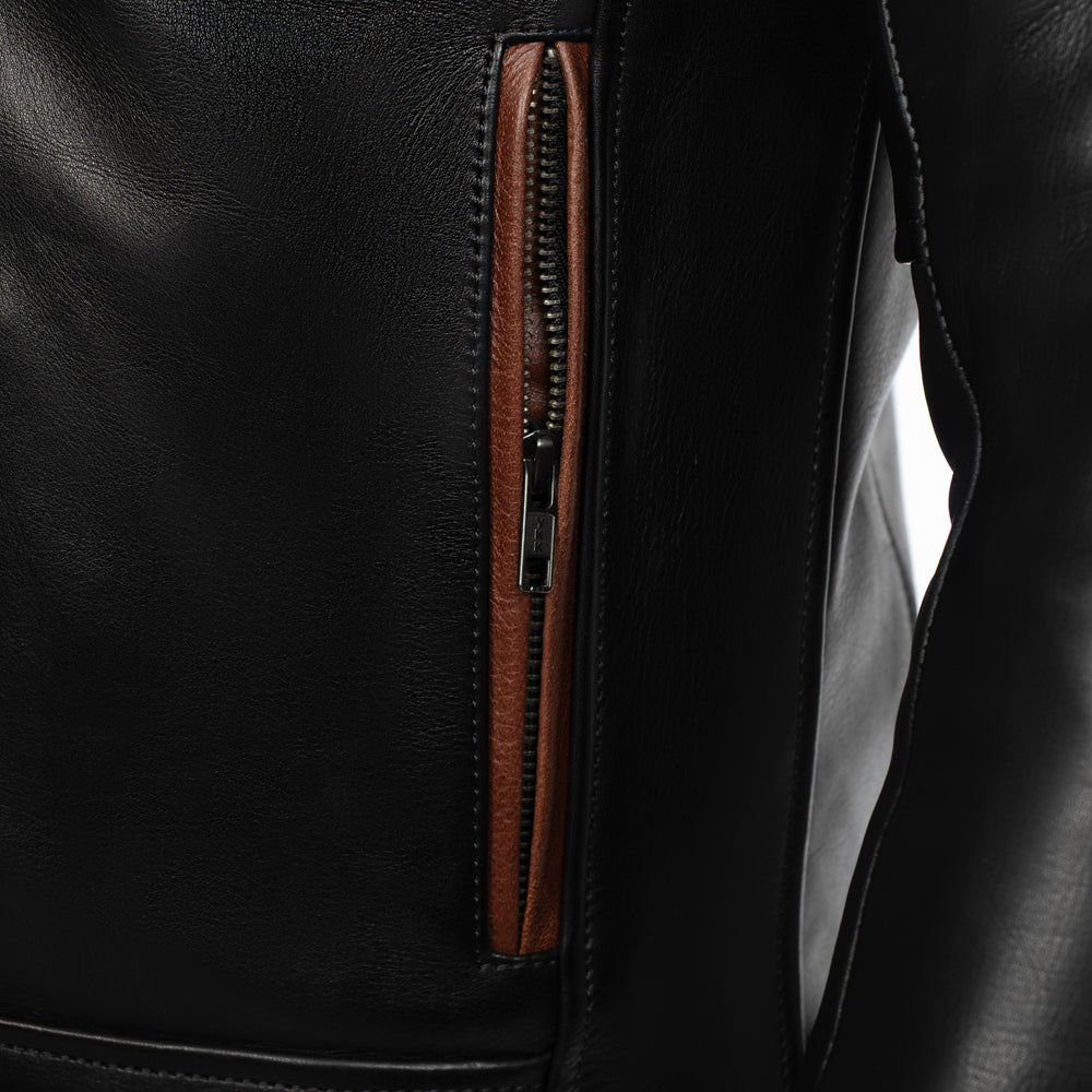 
                  
                    Charger l&amp;#39;image dans la galerie, BLOUSON DE CUIR MOTO NOIR HUDSON
                  
                