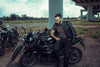 BLOUSON DE MOTO EN CUIR COURSE STORM, Protections certifiées CE sur les coudes, les épaules et le dos, fermetures à glissière YKK, Doublure intérieure amovible en polyester matelassée amovible, une poche intérieure
