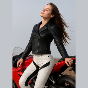 
                  
                    Charger l&amp;#39;image dans la galerie, PANTALON DE MOTO EN CUIR LÉA BLANC POUR FEMME
                  
                