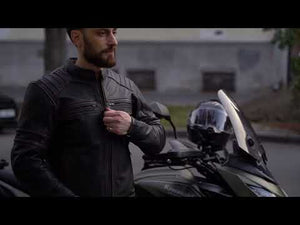 
                  
                    Charger et lire la vidéo dans la visionneuse de la Galerie, BLOUSON DE MOTO EN CUIR COLORADO RÉTRO
                  
                