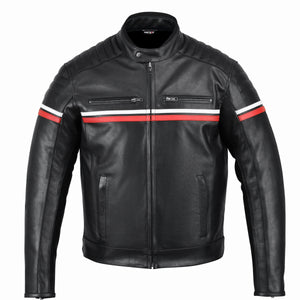 
                  
                    Charger l&amp;#39;image dans la galerie, METROPOLIS VESTE DE MOTO EN CUIR NOIR, Protections CE amovibles sur les épaules, les coudes et le dos
                  
                