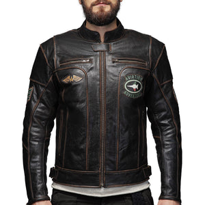 
                  
                    Charger l&amp;#39;image dans la galerie, VIVI IL MOMENTO VESTE EN CUIR DE MOTO RÉTRO, Protections amovibles certifiées CE sur les épaules, les coudes et le dos, Fermetures éclair YKK tout autour, une fermeture éclair de 8 &amp;quot;dans le bas du dos pour se connecter au pantalon
                  
                