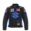 BLOUSON DE RACING DE MOTO TEXTILE SUZUKI BLEU, Protecteurs certifiés CE, Fermetures à glissière YKK