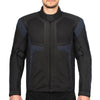 BLOUSON DE MOTO TEXTILE ROCKET BLEU, Protections amovibles certifiées CE sur les épaules, les coudes et le dos, Fermetures à glissière YKK tout autour, fermetures à glissière de 8 pouces et de connexion sur toute la circonférence pour les pantalons