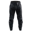 PANTALON DE MOTO EN CUIR ANTOINE NOIR, Protection de genou certifiée CE, sangles velcro réglables à la taille, Fermetures à glissière de bout en bout et de 8"