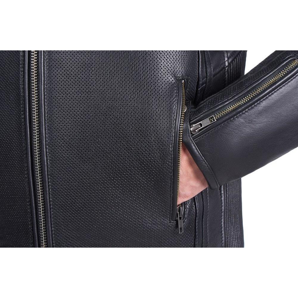 
                  
                    Charger l&amp;#39;image dans la galerie, BLOUSON EN CUIR DE MOTO NOIR VANGUARD, Protections certifiées CE sur les coudes et les épaules, zone lombaire rembourrée, doublure intérieure matelassée en polyester amovible, col rembourré pour un meilleur confort
                  
                