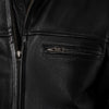 BLOUSON DE MOTO EN CUIR NOIR ADRÉNALINE, Protections certifiées CE sur les coudes, les épaules et le dos, fermetures à glissière YKK, Doublure intérieure amovible en polyester matelassée amovible, une poche intérieure