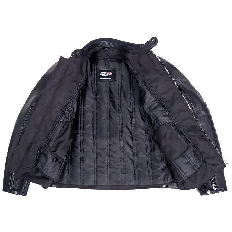 
                  
                    Charger l&amp;#39;image dans la galerie, BLOUSON EN CUIR DE MOTO NOIR VANGUARD, Protections certifiées CE sur les coudes et les épaules, zone lombaire rembourrée, doublure intérieure matelassée en polyester amovible, col rembourré pour un meilleur confort
                  
                