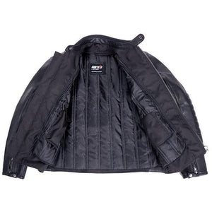 
                  
                    Charger l&amp;#39;image dans la galerie, BLOUSON EN CUIR DE MOTO NOIR VANGUARD, Protections certifiées CE sur les coudes et les épaules, zone lombaire rembourrée, doublure intérieure matelassée en polyester amovible, col rembourré pour un meilleur confort
                  
                