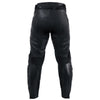 PANTALON DE MOTO EN CUIR ANTOINE NOIR, Protection de genou certifiée CE, sangles velcro réglables à la taille, Fermetures à glissière de bout en bout et de 8"