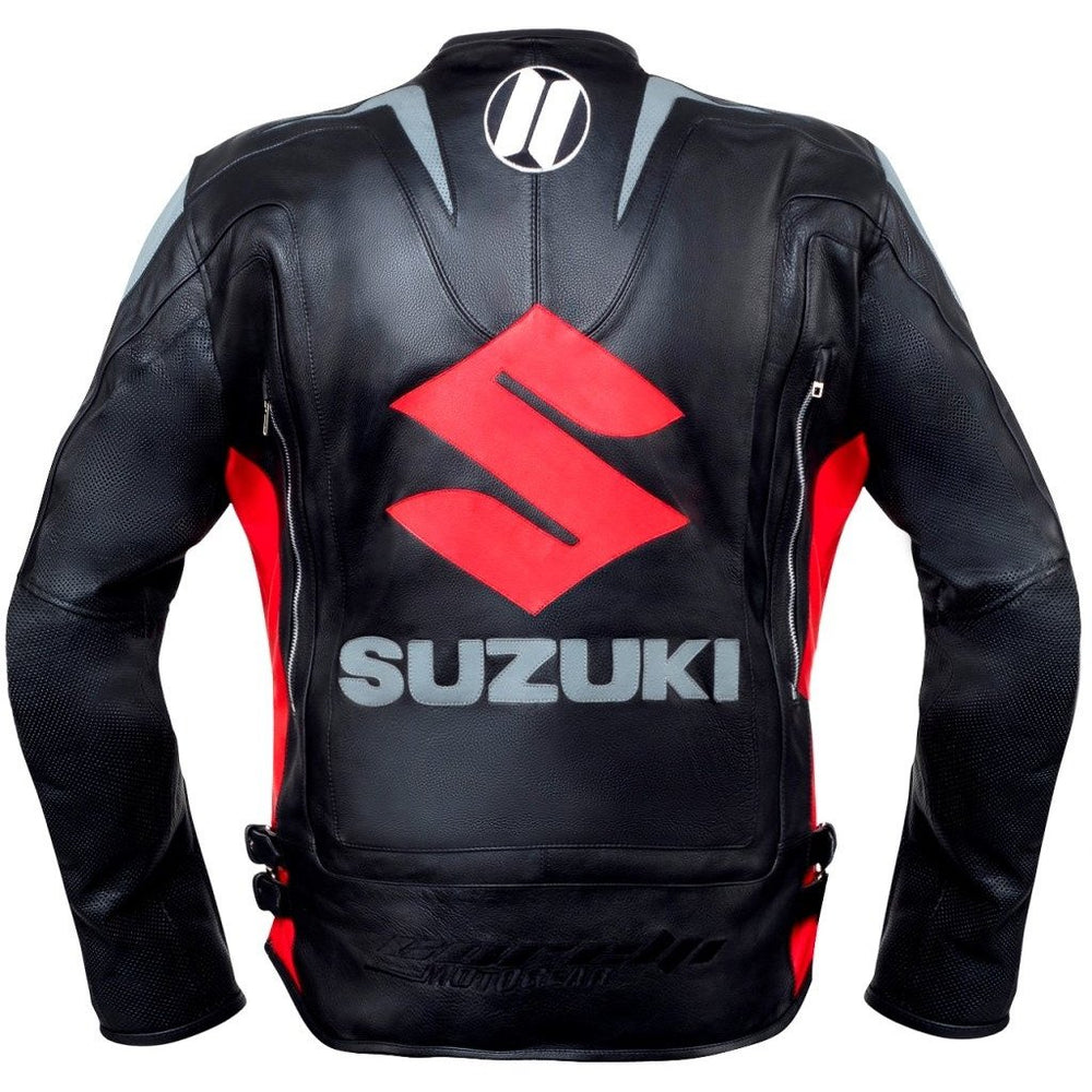 
                  
                    Charger l&amp;#39;image dans la galerie, BLOUSON DE RACING DE MOTO EN CUIR SUZUKI, Protecteurs certifiés CE, Fermetures à glissière YKK
                  
                