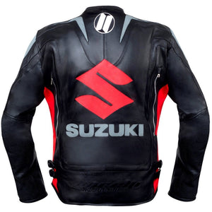 
                  
                    Charger l&amp;#39;image dans la galerie, BLOUSON DE RACING DE MOTO EN CUIR SUZUKI, Protecteurs certifiés CE, Fermetures à glissière YKK
                  
                