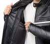 METROPOLIS VESTE DE MOTO EN CUIR GRIS, Protections CE amovibles sur les épaules, les coudes et le dos