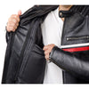 METROPOLIS VESTE DE MOTO EN CUIR NOIR, Protections CE amovibles sur les épaules, les coudes et le dos