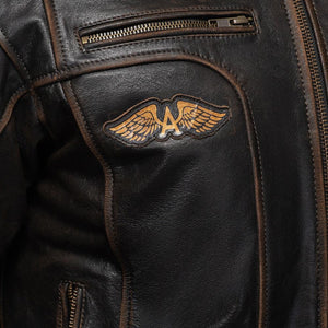 
                  
                    Charger l&amp;#39;image dans la galerie, VIVI IL MOMENTO VESTE EN CUIR DE MOTO RÉTRO, Protections amovibles certifiées CE sur les épaules, les coudes et le dos, Fermetures éclair YKK tout autour, une fermeture éclair de 8 &amp;quot;dans le bas du dos pour se connecter au pantalon
                  
                