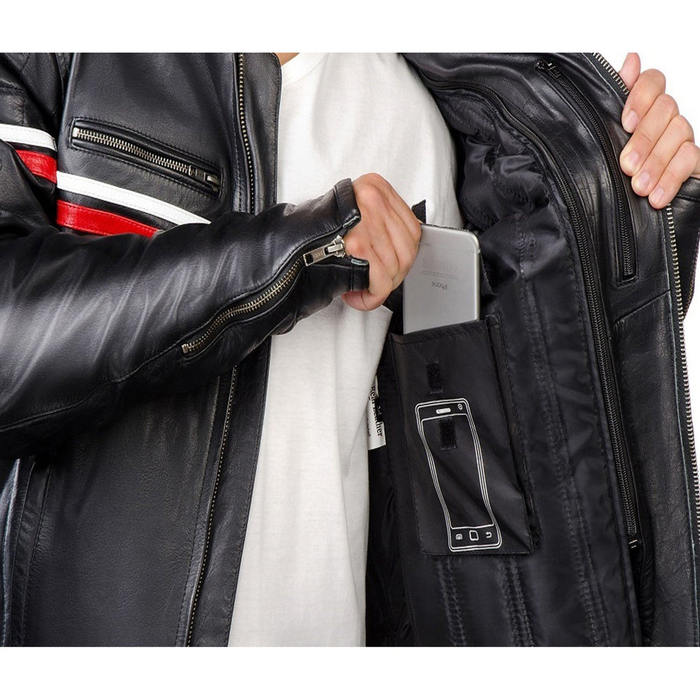 
                  
                    Charger l&amp;#39;image dans la galerie, METROPOLIS VESTE DE MOTO EN CUIR NOIR, Protections CE amovibles sur les épaules, les coudes et le dos
                  
                