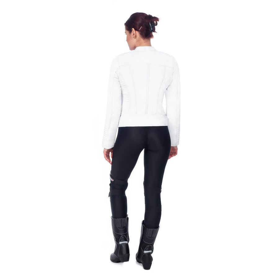 BLOUSON DE MOTO EN CUIR POUR FEMME MORENA ARMORED, En vrai cuir de qualité supérieure. Protections amovibles certifiées CE