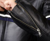 METROPOLIS VESTE DE MOTO EN CUIR BLEU, Protections CE amovibles sur les épaules, les coudes et le dos
