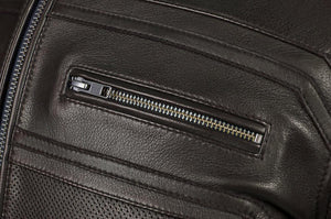 
                  
                    Charger l&amp;#39;image dans la galerie, BLOUSON EN CUIR DE MOTO MARRON VANGUARD, Protections certifiées CE sur les coudes et les épaules, zone lombaire rembourrée, doublure intérieure matelassée en polyester amovible, col rembourré pour un meilleur confort
                  
                