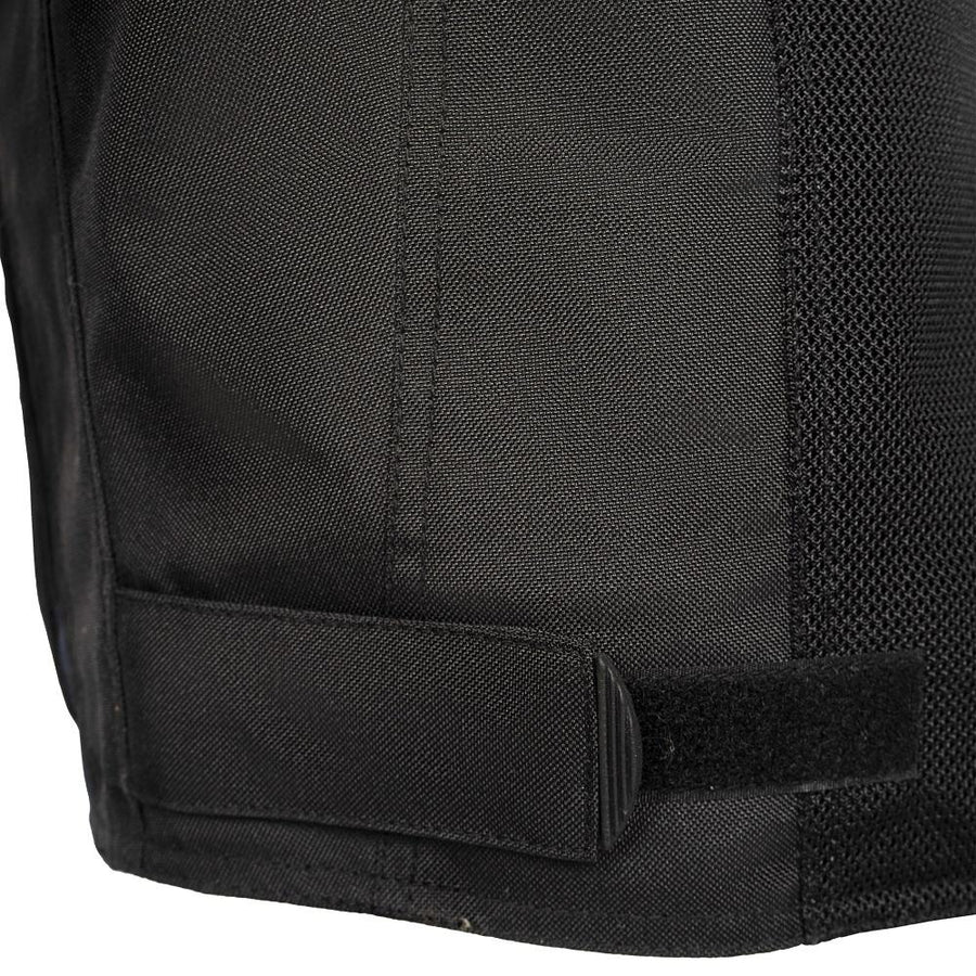 BLOUSON DE MOTO TEXTILE ROCKET BLEU, Protections amovibles certifiées CE sur les épaules, les coudes et le dos, Fermetures à glissière YKK tout autour, fermetures à glissière de 8 pouces et de connexion sur toute la circonférence pour les pantalons