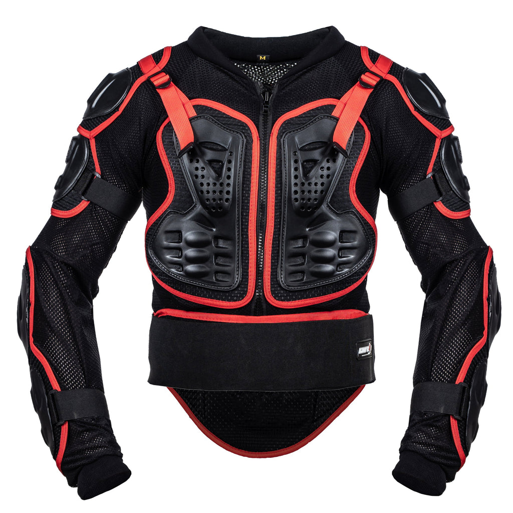 COMBINAISON DE MOTO BLINDÉE COMPLÈTE TROIS PIÈCES SPARTACUS, Coquilles en plastique polycarbonate sur les épaules, les coudes, la poitrine, le dos, les cuisses, les genoux