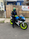BLOUSON DE RACING DE MOTO TEXTILE SUZUKI BLEU, Protecteurs certifiés CE, Fermetures à glissière YKK